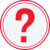Red question mark withing a white circle with a double red outline.