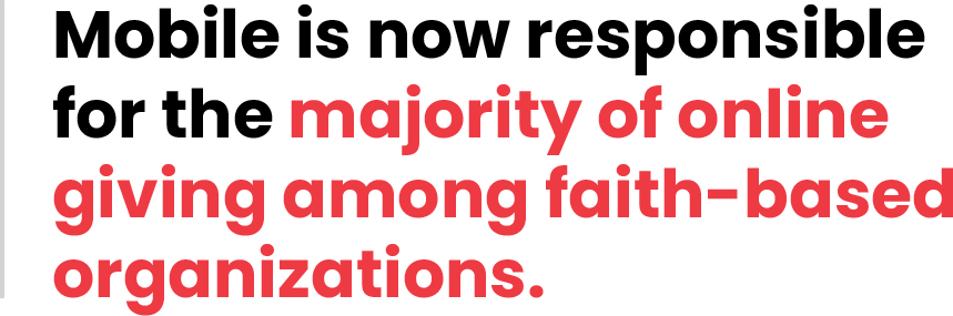 Mobile is now responsible for the majority of online giving among faith-based organizations.