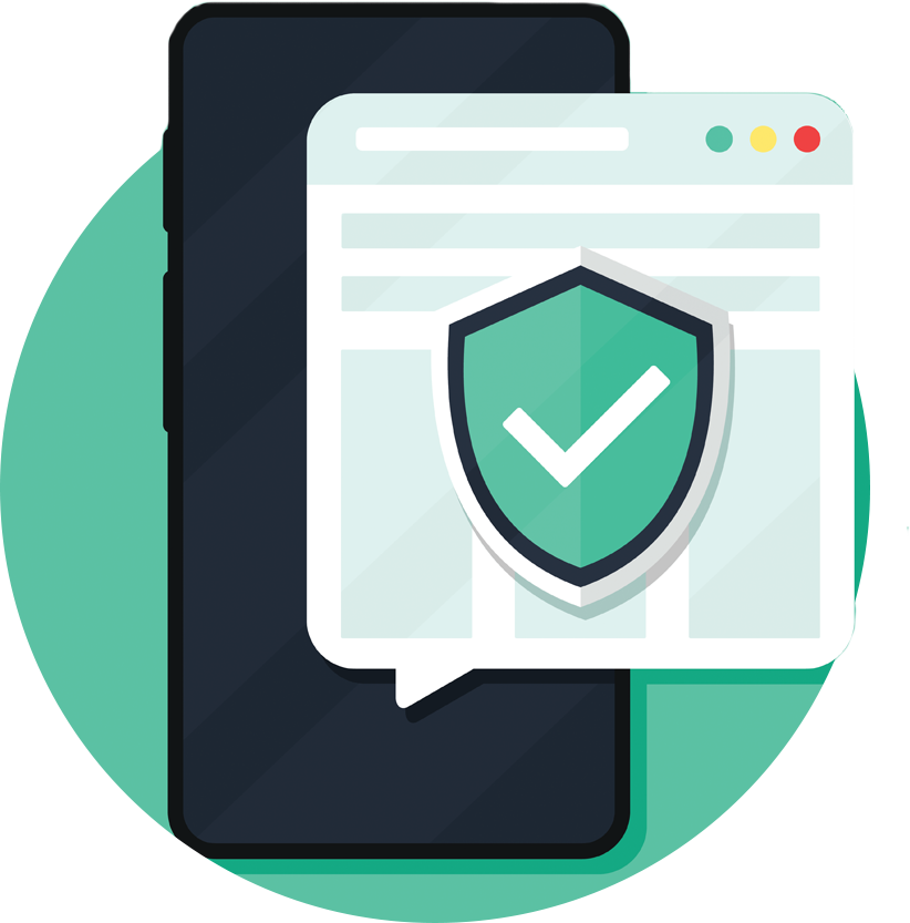 mobile phone with compliance icon