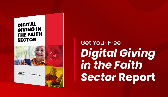 Digital Giving in the Faith Sector Report with an image of of the cover of the report.